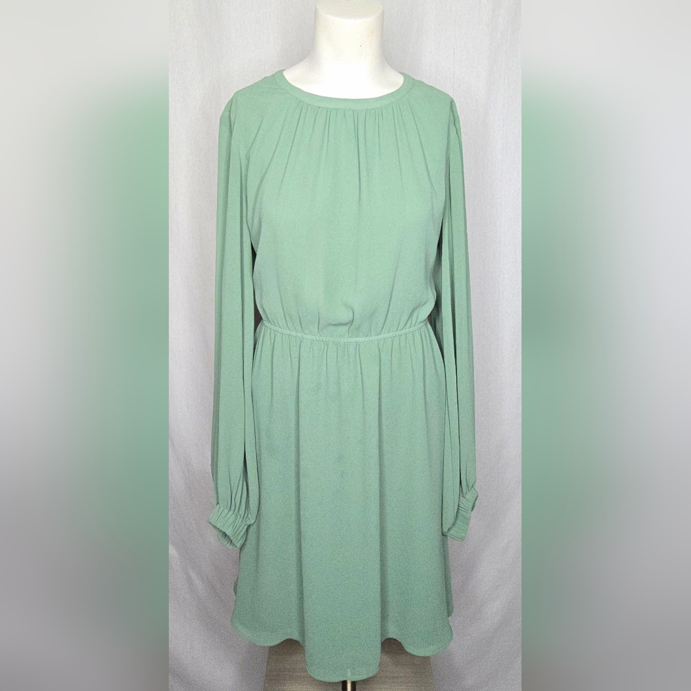 H&M Sage/Mint Green Long Sleeve‎ Keyhole Mini Dress NWOT XS